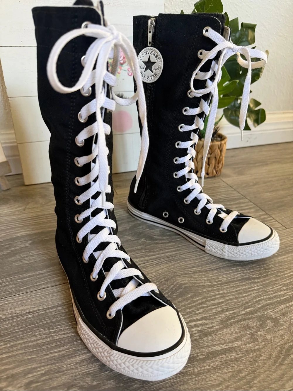 Like New Converse Chuck Taylor All Star XX Hi Knee High Black Boots Youth Size 3